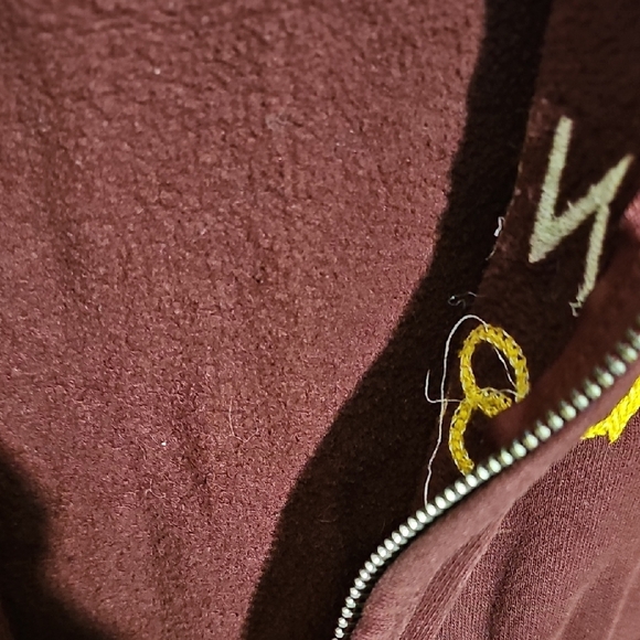Gilly Hicks Maroon Full Zip Fleece Lined Hoodie Size Medium - Picture 3 of 6
